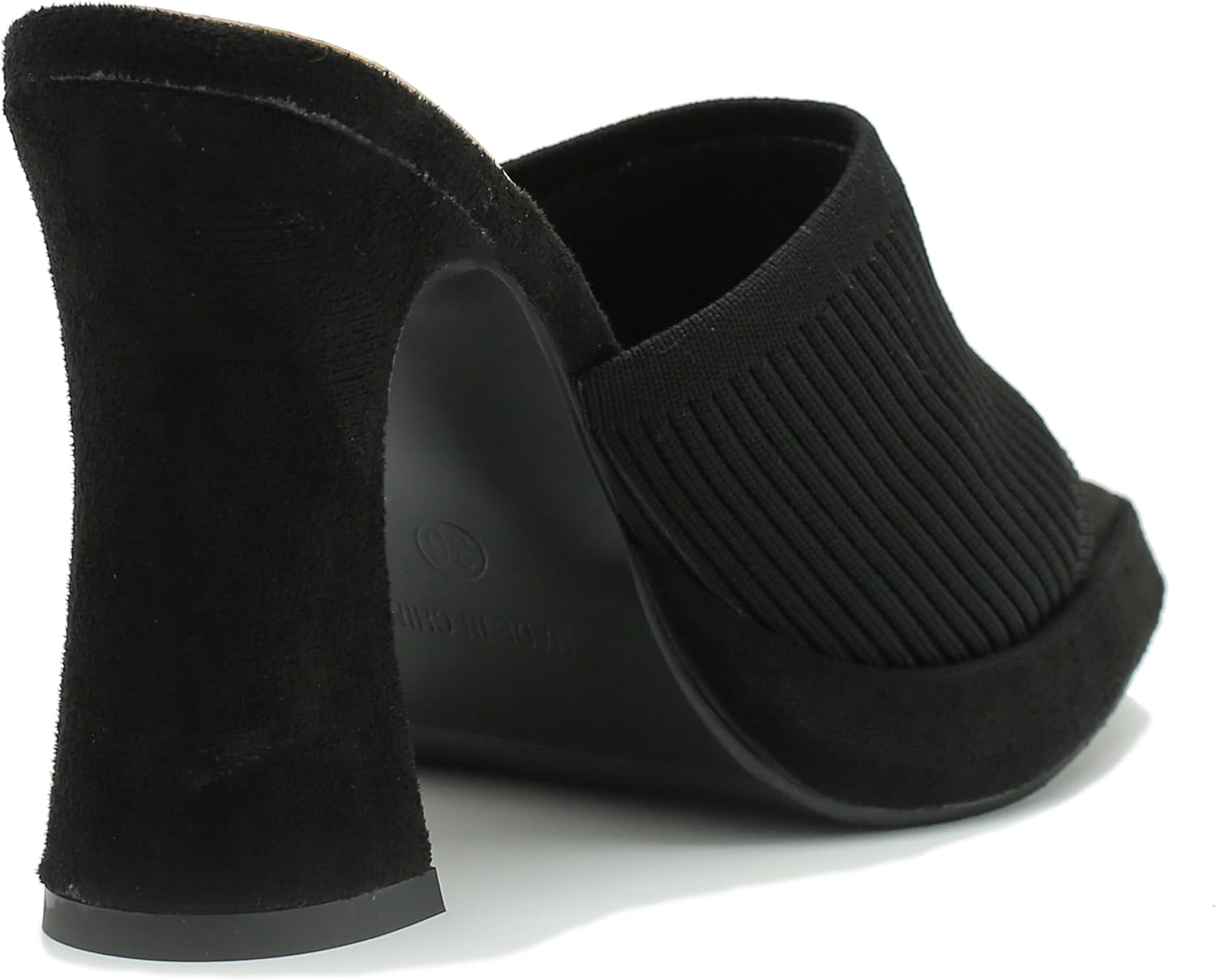 Women's Knit Platform Mule Sandals, Square Toe, Block Heel Slip-On Slides, Chunky High Heel Summer Shoes - Image 7