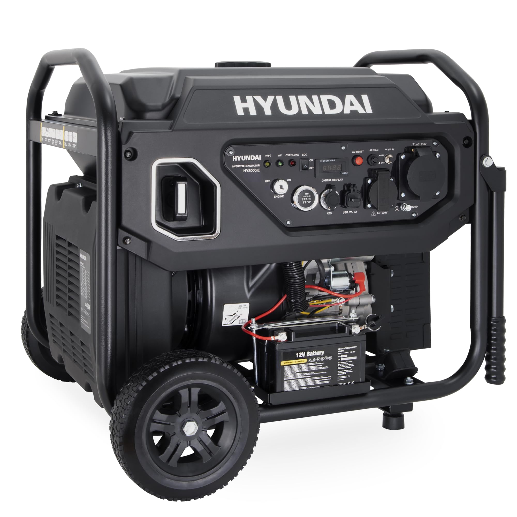 HYUNDAI Benzin Stromerzeuger HY8000iE – 8.0 kW Inverter Generator mit ATS-Anschluss, E-START, Fernbedienung & ECO-Modus – ideal für Baustelle und als Notstromaggregat