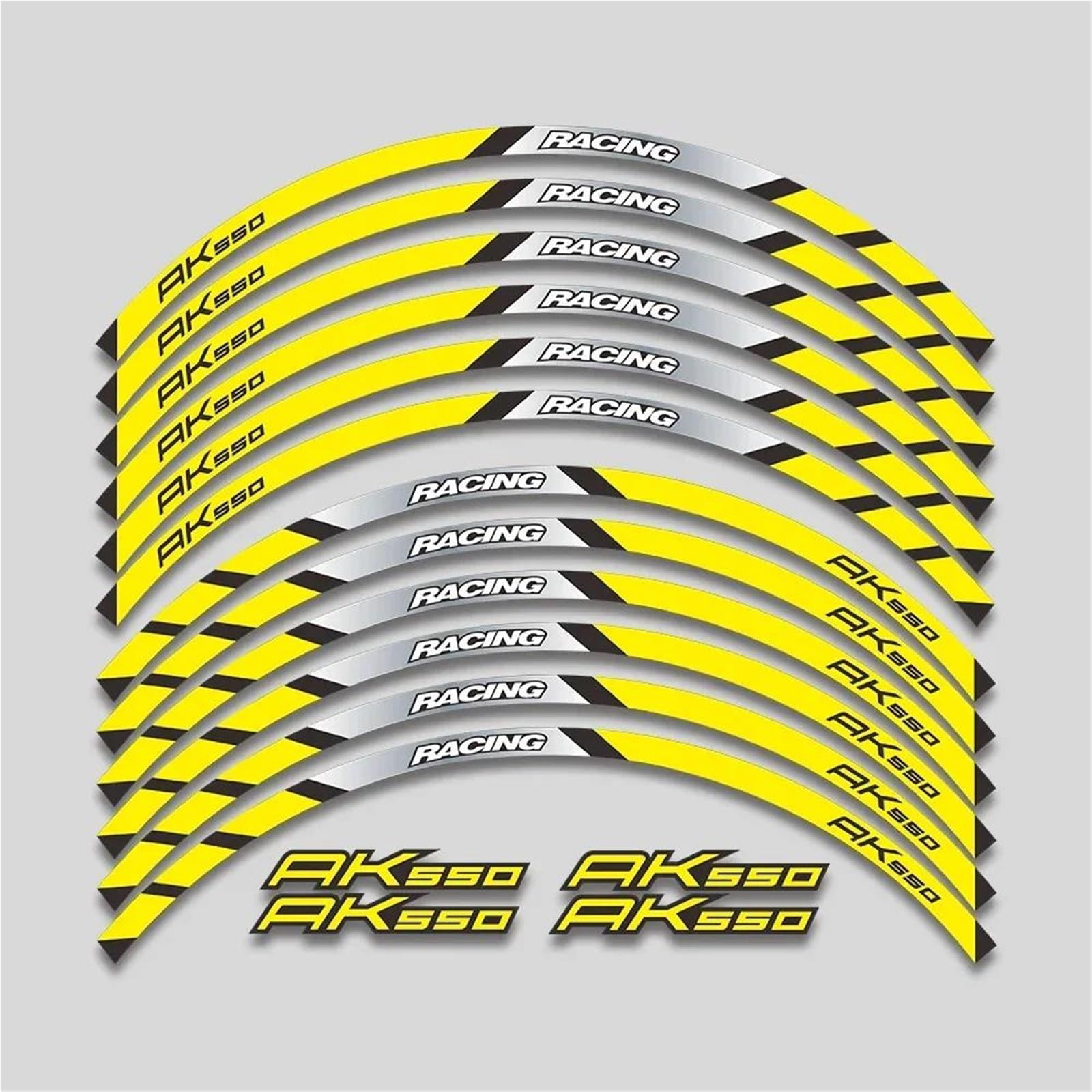 Sticker Part Rim Tire Waterproof Decorate Decals Set for KYMCO AK550 AK 550 Motorcycle Accessories Stickers Wheel Hub Reflective Stripe(Yellow)