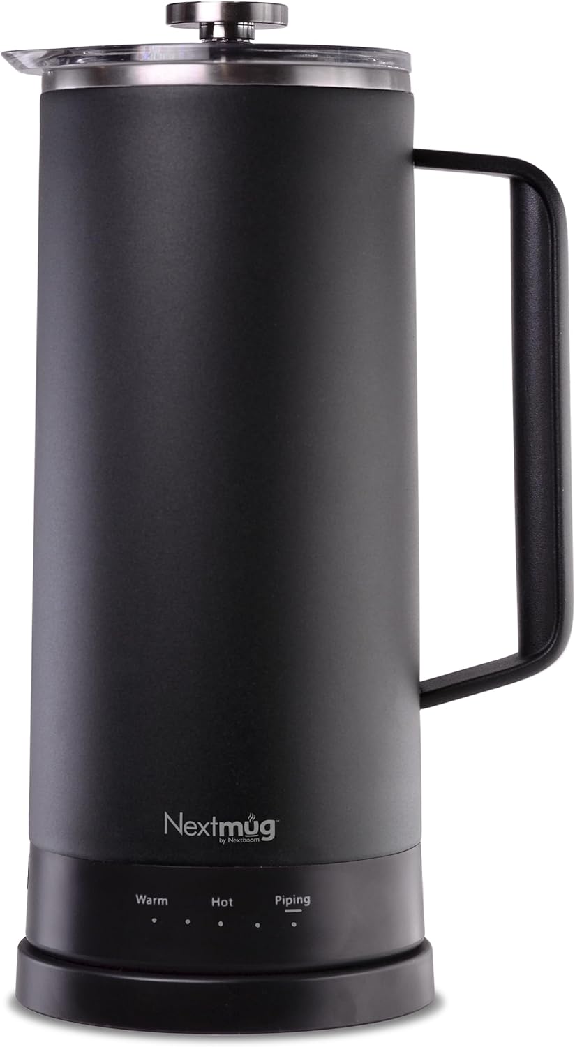 Nextmug Press – Temperature-Controlled, Self-Heating French Press (Black – 40 oz.)