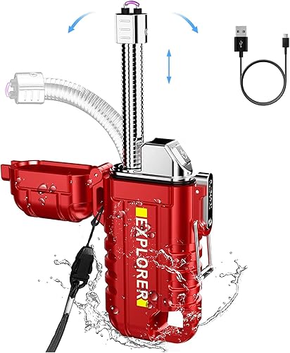 Miniatura 1 de Crumye Encendedores eléctricos, encendedor de cuello flexible mejorado USB-C recargable 360, IP56 a prueba de polvo e impermeable para velas,