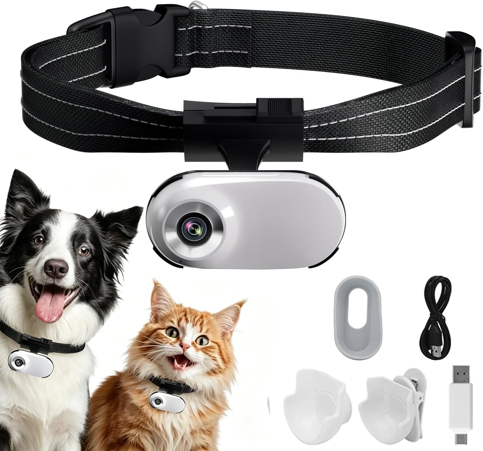 ehomful HD 1080P Cat Camera Collar with Video Record Wireless Mini Sport cam,Small Action Cameras,Body Camera for Pet Supplies/Stuff,Outdoor/Inoor Birthday Gift No WiFi