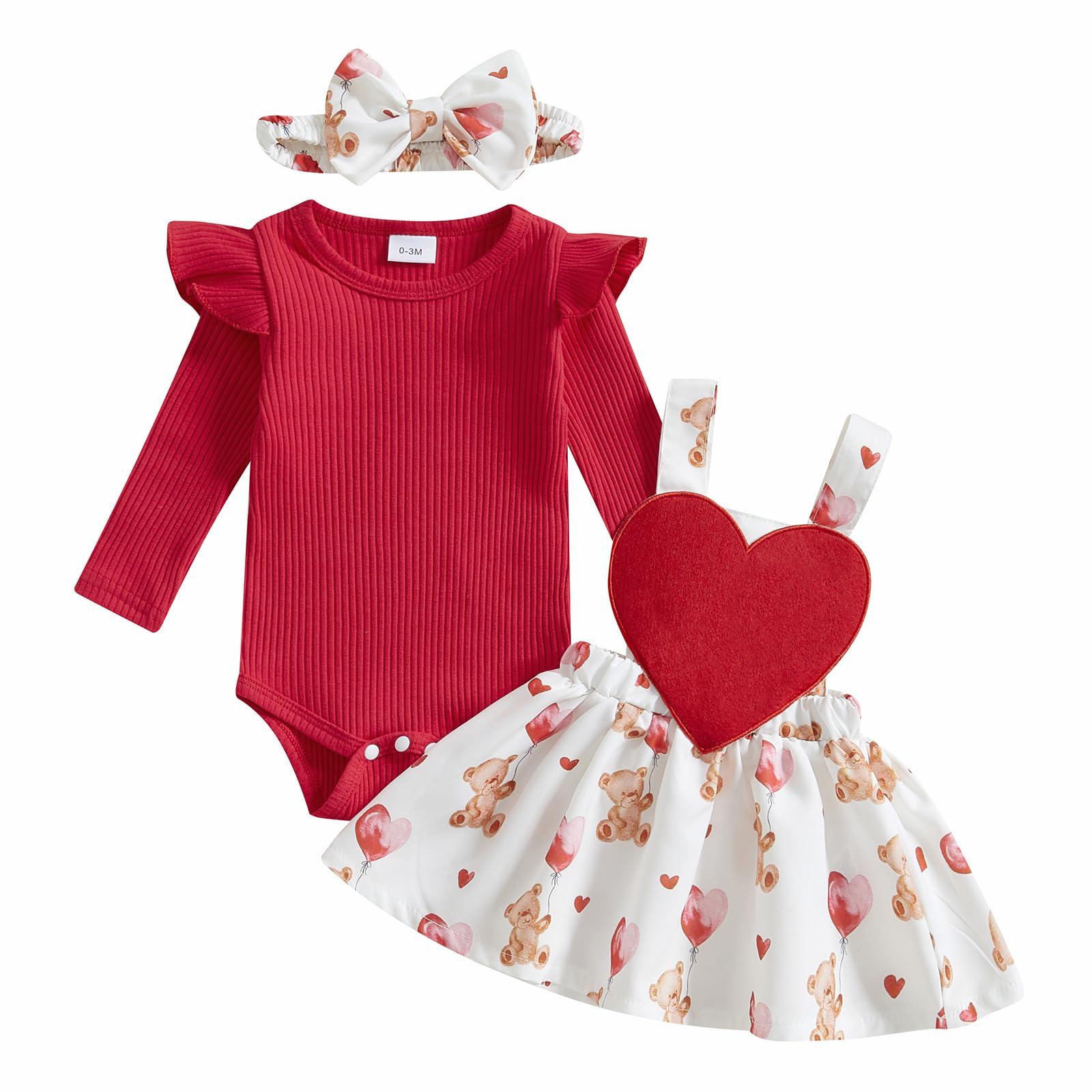 Newborn Baby Girl Christmas Outfit Long Sleeve Romper Onesie Deer Suspender Skirt Cute Fall Winter Clothes