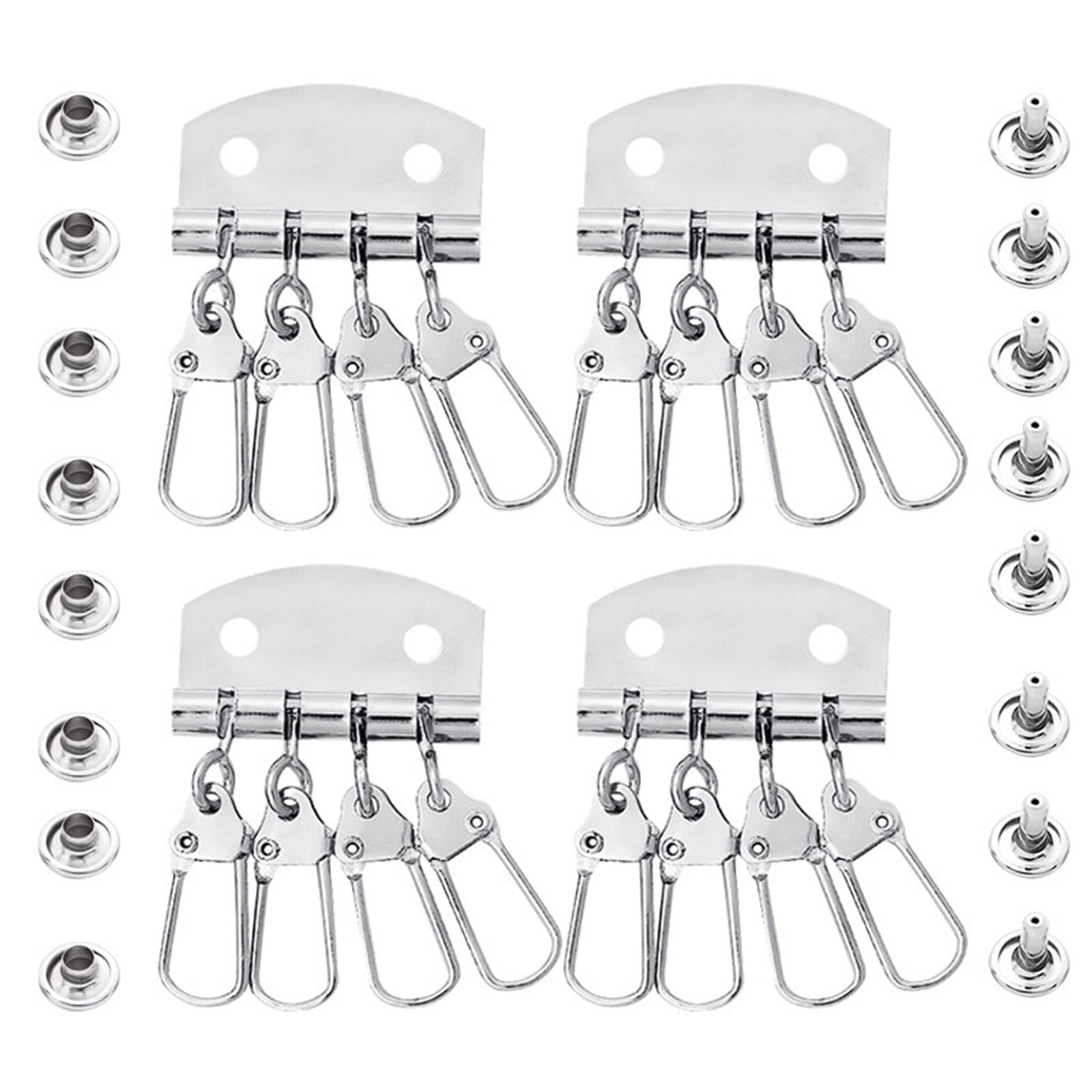 Tsophreniq 4Pcs Holders Metal Leathers Craft Row Keyring Rivet Hook Patchwork Sewing for Leathers Bag Accessories Keychain Hardware