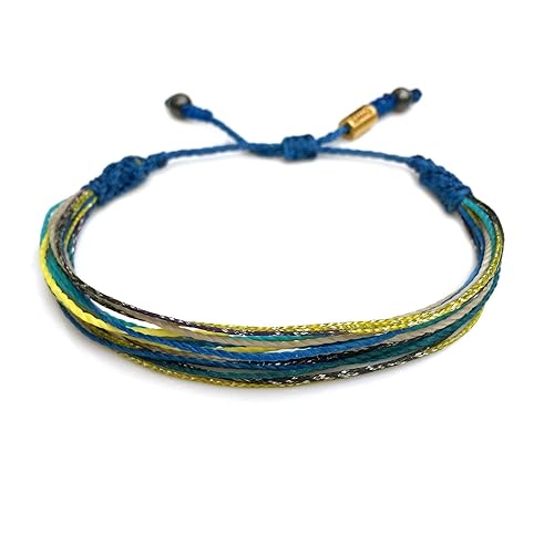 Thread Bracelet in Blue, Yellow, Purple, Aqua for Men and Women - Handmade Adjustable Knot Rope String Surfer Jewelry by Rumi Sumaq