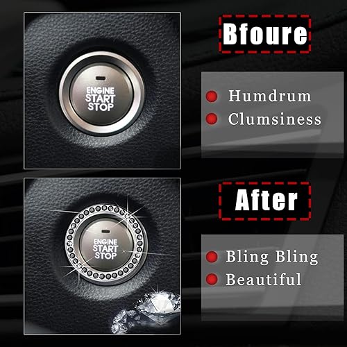Miniatura 3 de 2 calcomanías para botón de arranque del motor botón de arranque brillante calcomanías para anillo de encendido para mujer accesorios interiores del