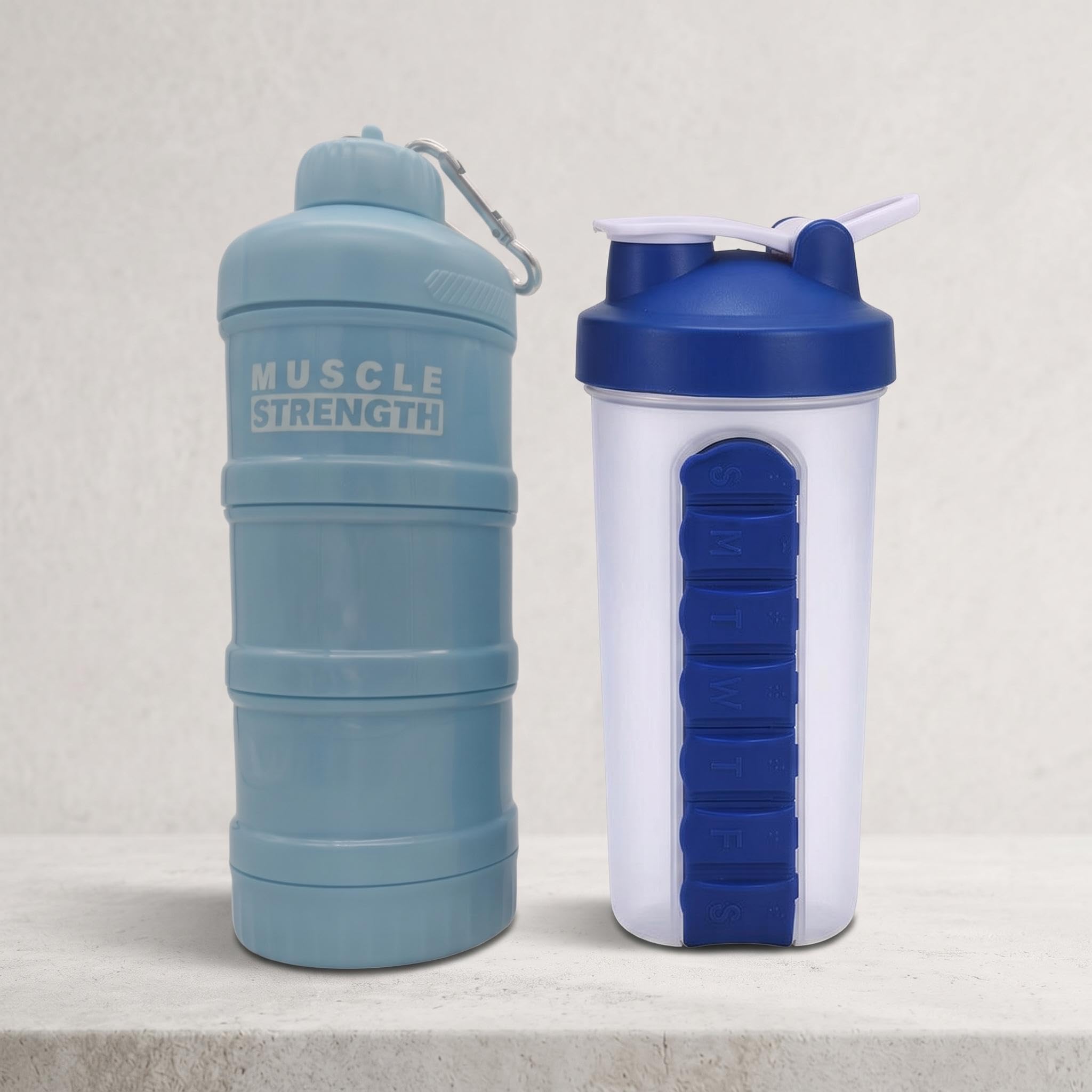 rockible Contenant de étanche pour Protéines en Poudre, Portable et Muni de Mousquetons, Idéal pour Le Sport, Les et Le Fitness. Bouteille Mélan