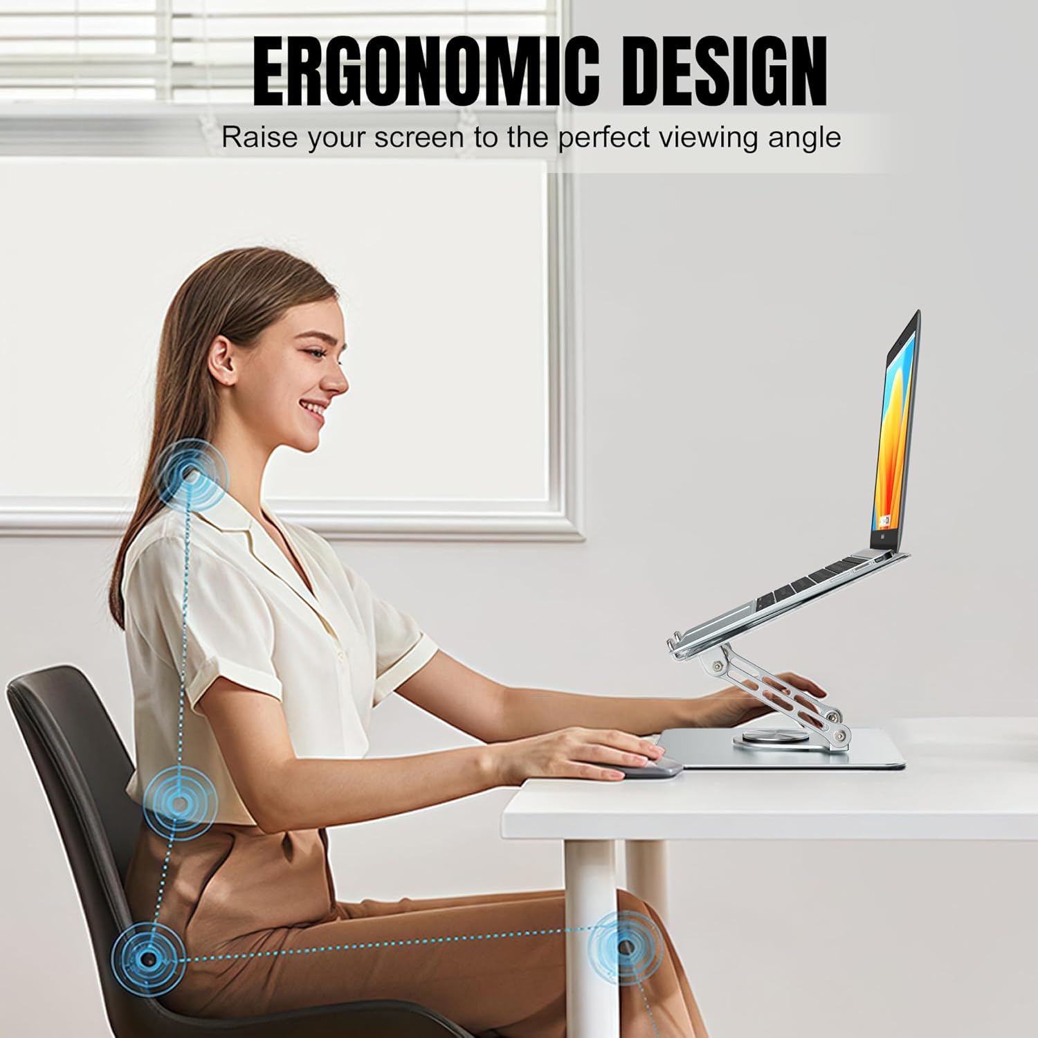 CLAW Lift Pro X11 Laptop Stand with 360° Rotating Base, Multi-Angle Adjustment, Heavy-Duty Steel Frame, Anti-Slip Silicone Pads, Foldable Design, Supports Up to 17-Inch Laptops & 8KG Load – Black 23