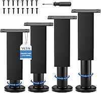 Vista 9 de 4 patas ajustables para muebles, de 5.9 a 9.8 pulgadas, metal para gabinete, sofá, cama y mesa, color negro