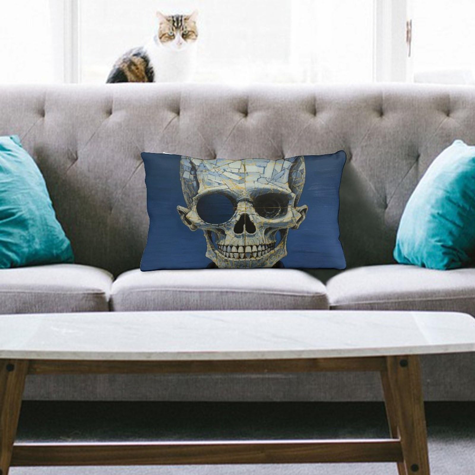 NTVOWPZO Decoration Throw Pillow Covers 8"x12" Pillowcases Covers Mirror Skull Soft Pillowcases Modern Farmhouse Home Decor Sofa Cushions Covers for Couch Bed Living Room
