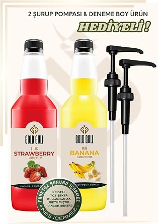 Muz & Çilek Aromalı Kahve & Meyve Şurubu 2 x 700 ml.
