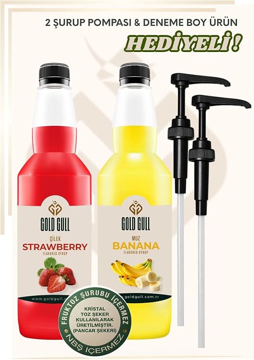 Muz & Çilek Aromalı Kahve & Meyve Şurubu 2 x 700 ml.