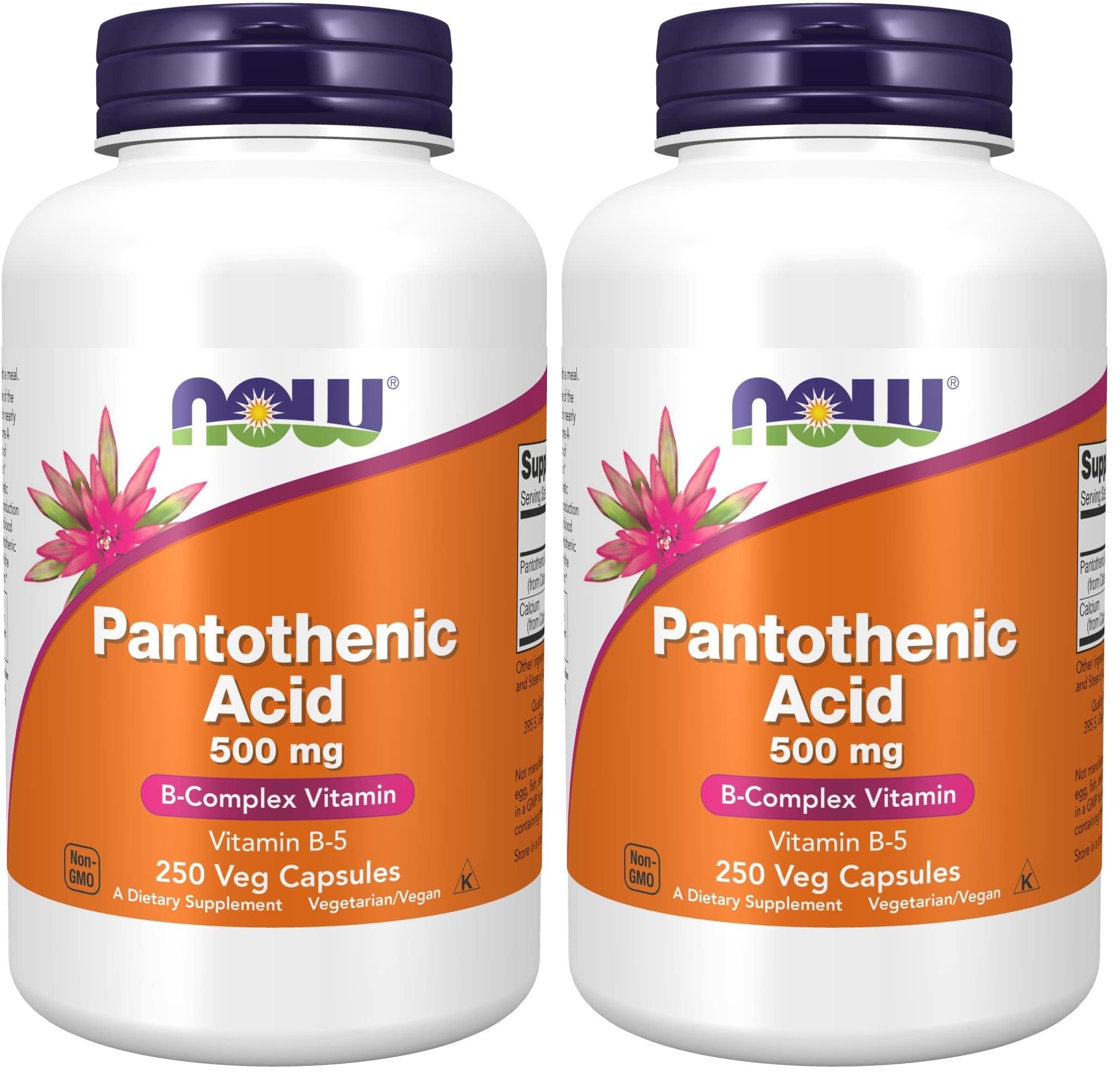 Now Supplements, Pantothenic Acid (Vitamin B-5) 500 mg, B-Complex Vitamin, 250 Capsules (Pack of 2)
