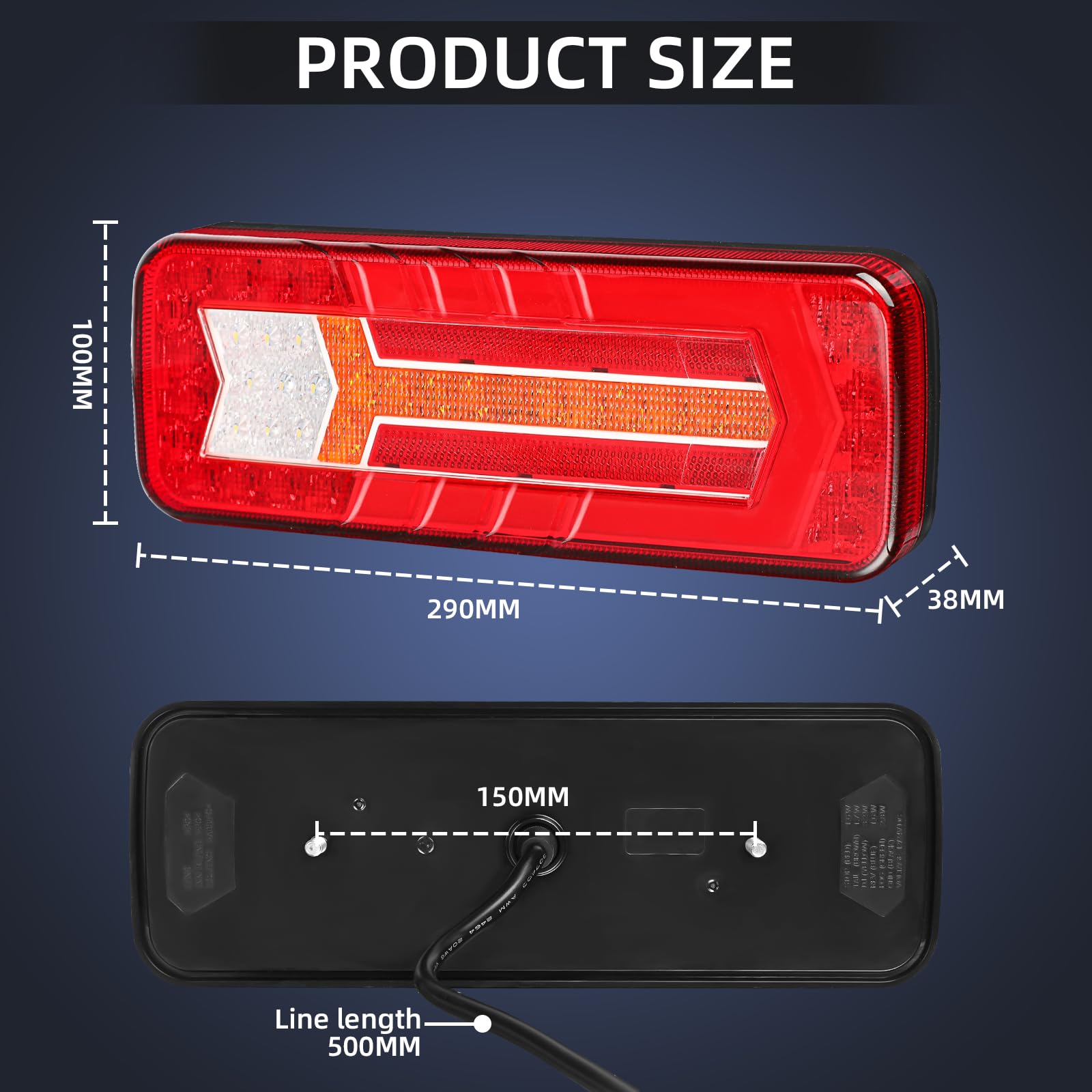 2 Pezzi Luci Posteriori Rimorchio, IP67 12 V/24 V Super Luminoso Impermeabile Indicatore Freno Retromarcia nNebbia Lampada Riflettore Per Rimorchio, Camion, Roulotte, Furgone, Trattore