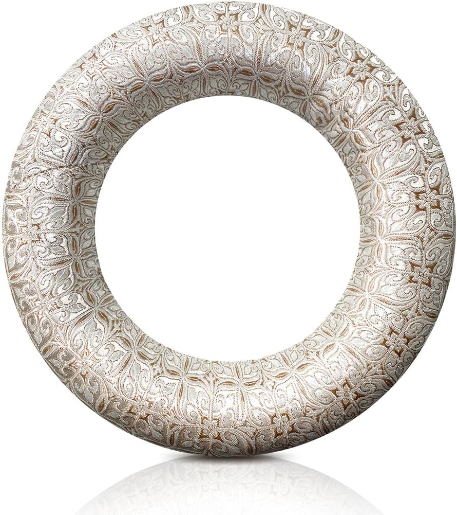 Singing Bowl Cushion for Tibetan Singing Bowls, Handmade Silk Brocade Round Cushion Pillow for Sound Healing and Crystal Sound Bowls Accessories(6.7 Inch,Silver)