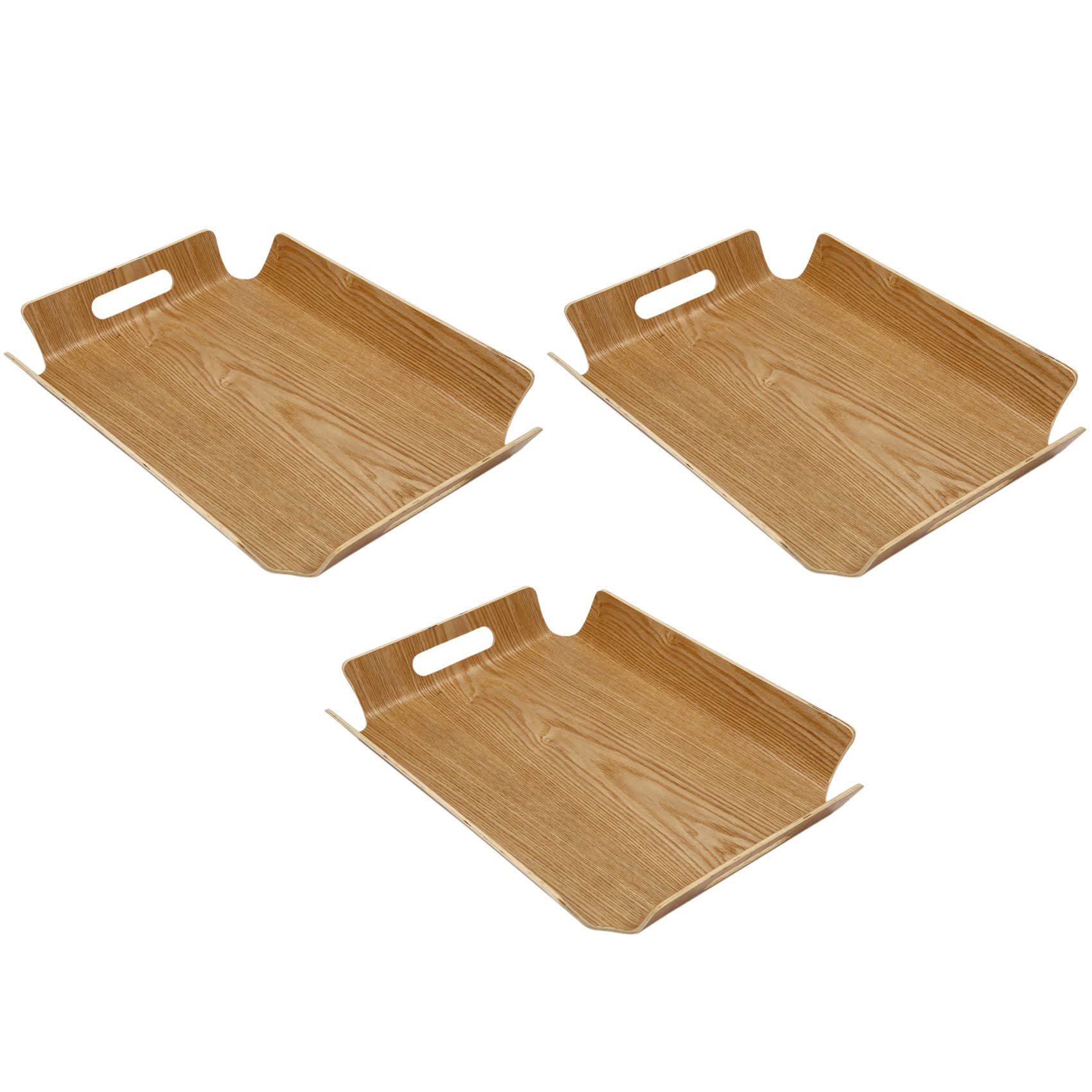 Hndhbfgrt 3X Luxury Desk Table Bamboo in Bed Bread Wooden Tray Wood Fruit Breakfast Food Cake Coffee Tea Serving Tray with Handles
