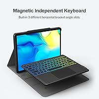 Vista 6 de GreenLaw Funda para Samsung Galaxy Tab S7 Fe (5G) con teclado, Tab S8 Plus S7 Plus, retroiluminación de 7 colores, panel táctil inteligente, funda