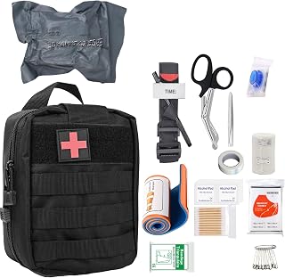 Outdoor First Aid Set, 46 Pieces First Aid Kit Milary, Medical Tactical Bag, Emergency Trauma Survival Equipment, First Aid Bag for Outdoor Home Car Outdoor Camping Adventure