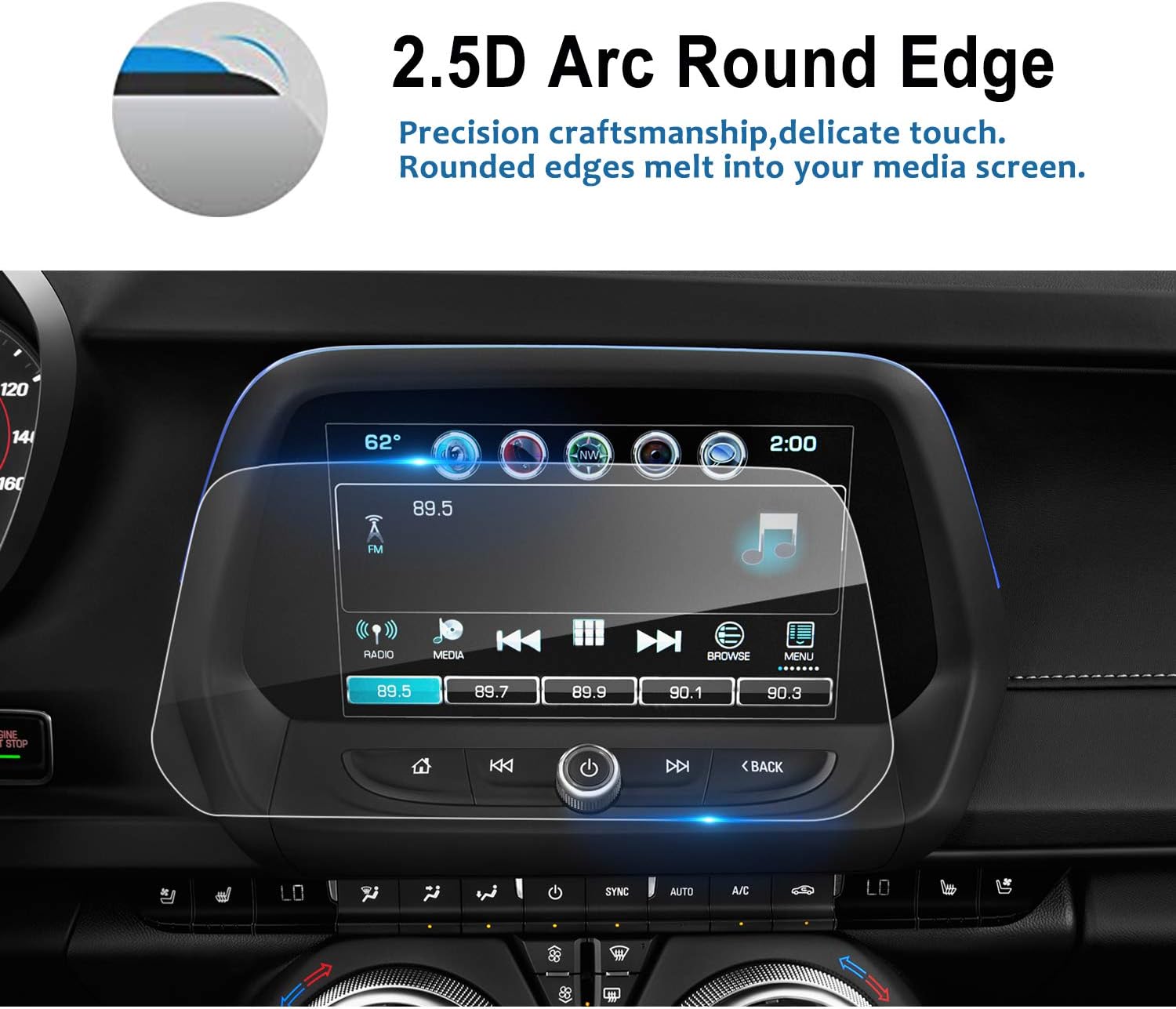 lfotpp car navigation screen protector for 2016 2022 chevrolte camaro 8 inch tempered glass 9h hardness car infotainment stereo display center touchs