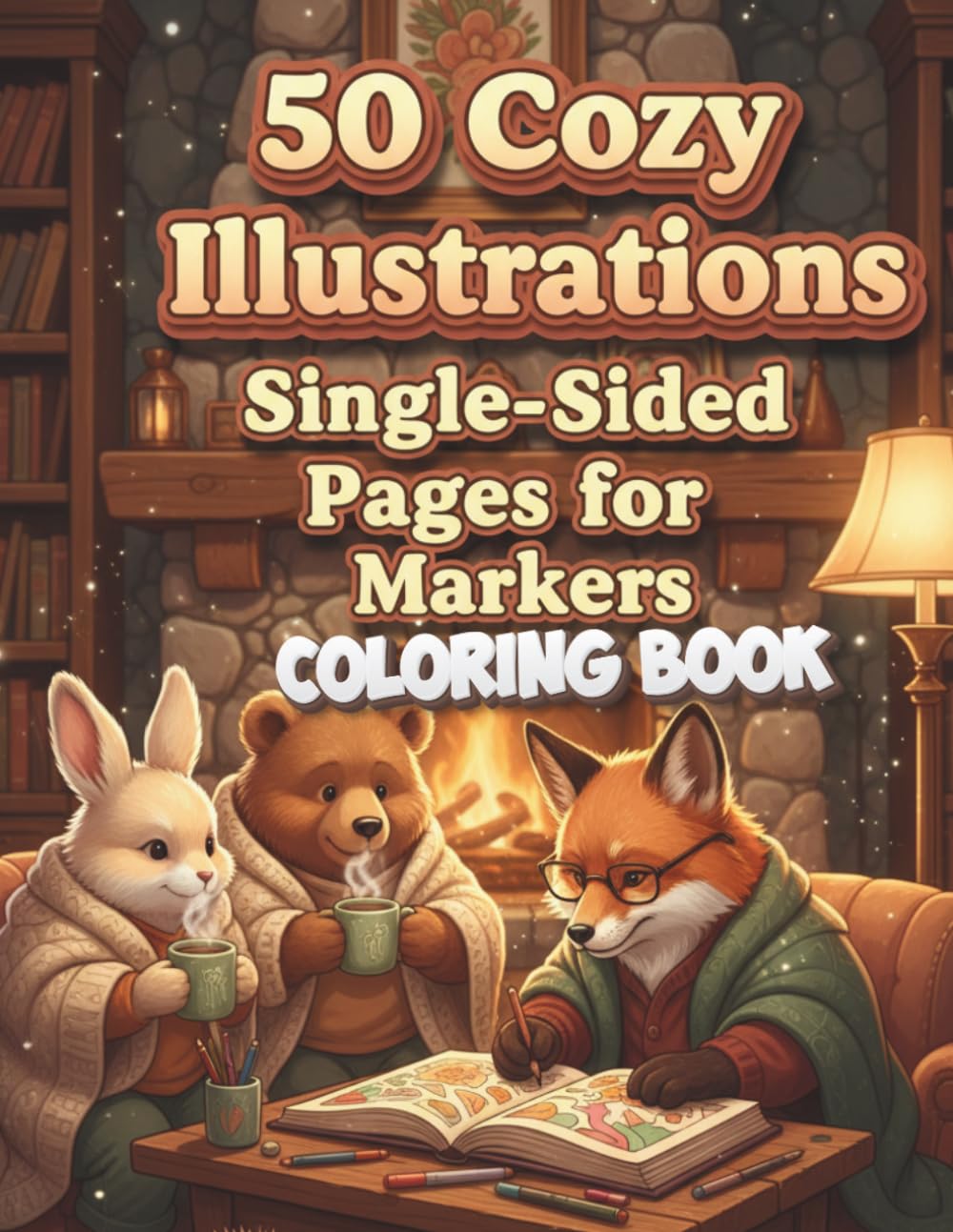 Cozy Friends: Cute & Comfy Coloring Book for Adults: Bold and Easy Designs Featuring Adorable Animals in Snuggly Scenes for Relaxation and Stress Relief