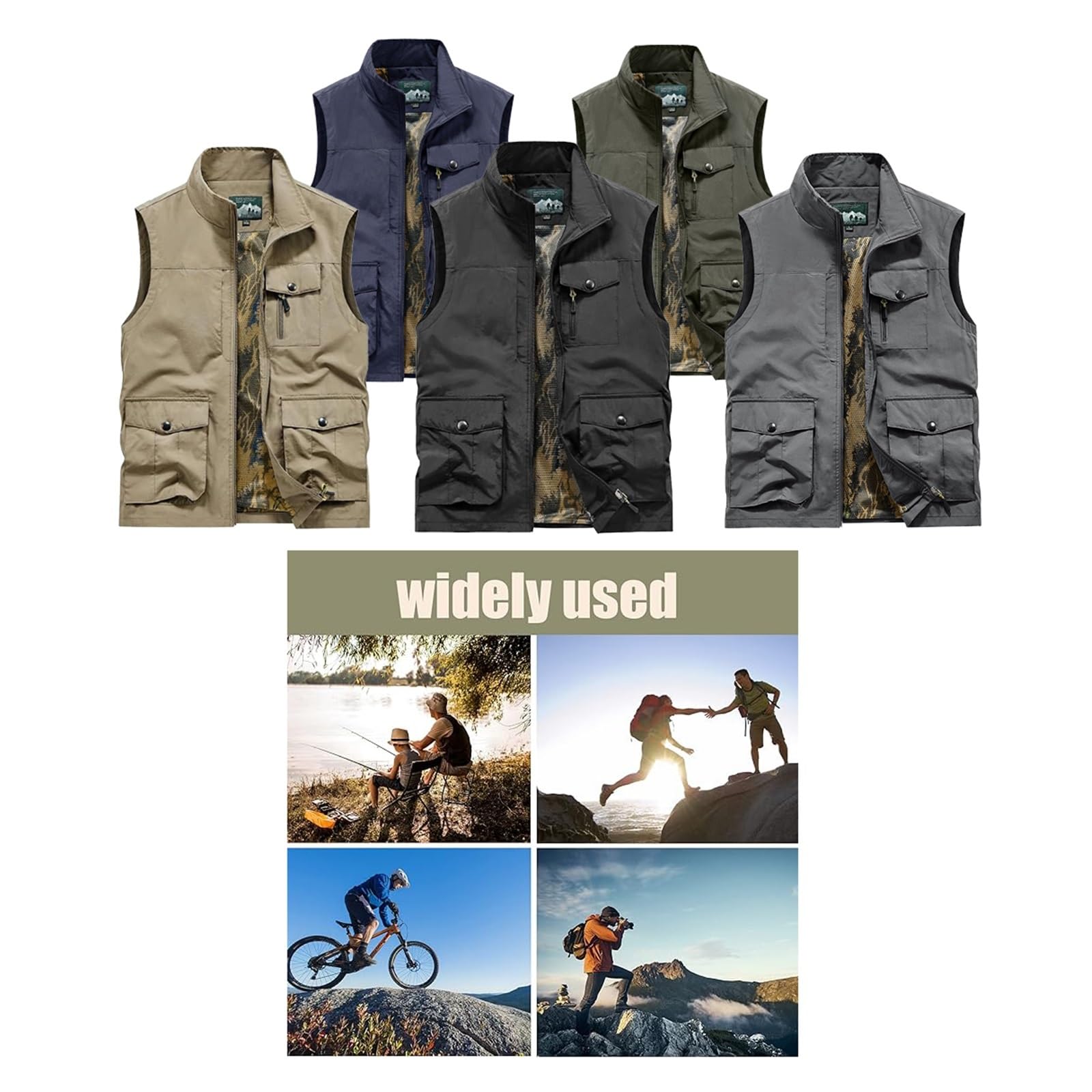 CLSQLXYJZC Gilet Pesca Estivo Esterni, Gilet Da Pesca Senza Maniche Traspirante Multitasche Da Uomo Per Il Tempo Libero Per Attività All'aperto Safari, Giacca Lavoro Antivento Impermeabile