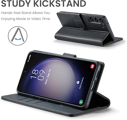 Miniatura 4 de Funda tipo cartera para Samsung Galaxy S23 PlusS23+ con bloqueo RFID, soporte para tarjeta de crédito, de piel sintética, con función atril, funda