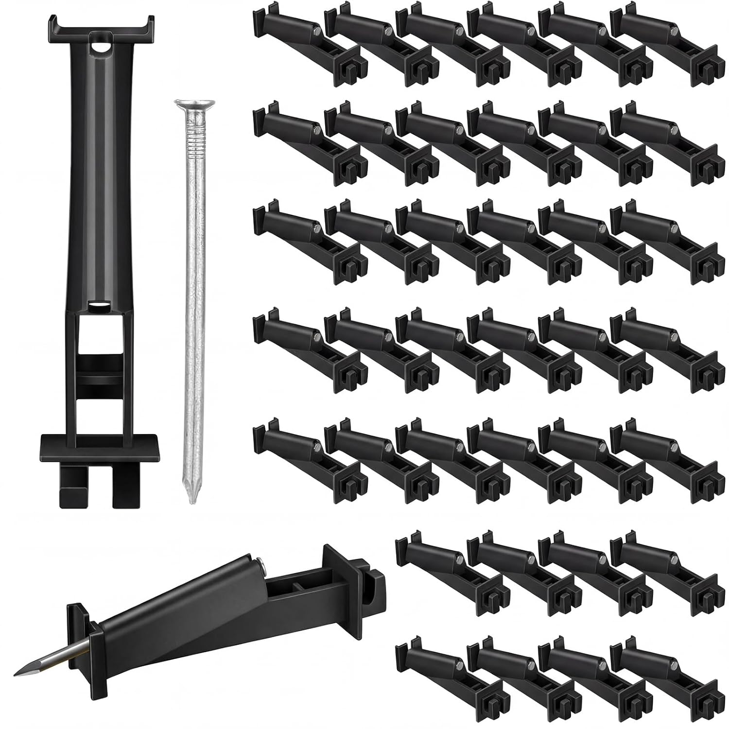 Tandefio 50 Pcs Electric Fence Insulator 5 Inch Slant Nail Wood Post T Post Yellow Nail on Insulator for Pet Animal Fence Heavy- Duty Fencing Wire (Yellow)