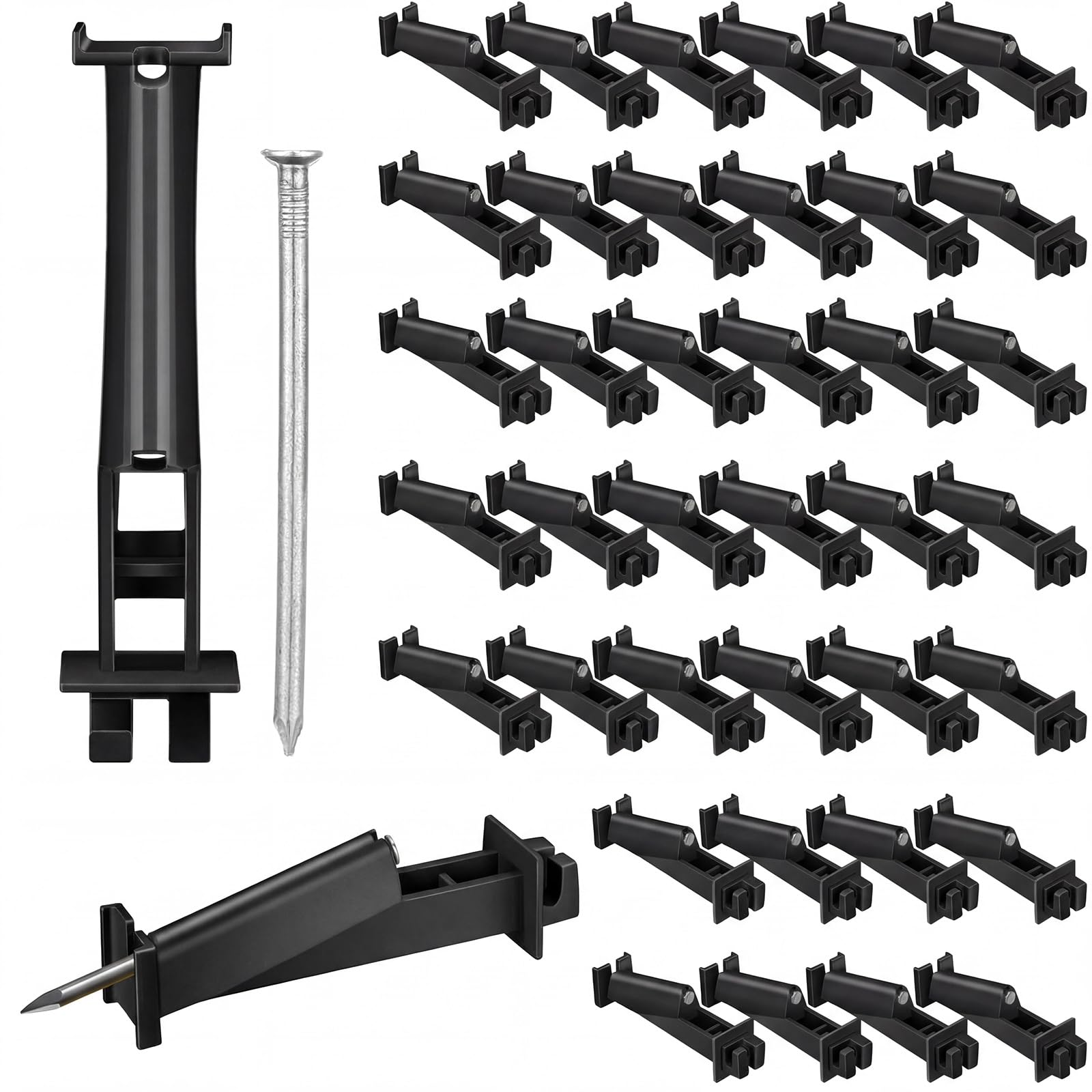 Tandefio 25 aisladores eléctricos de valla de 5 pulgadas inclinados para postes de madera, alambre de valla de animales resistente, valla plana (negro)