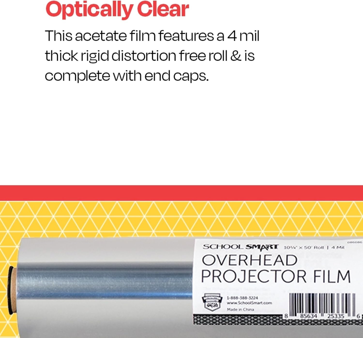 School Smart Overhead Projector Film Roll, 10-1/4 Inches x 50 Feet, 4 mil Thick