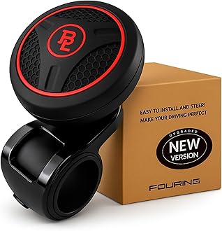 Fouring BL Steering Wheel Knob Spinner - Universal Non-Slip Fit, ABS & Premium Silicone Finish Suicide Knob with Metal Ball Bearing - Ideal for Cars, Trucks, Boats (Silicone Red)