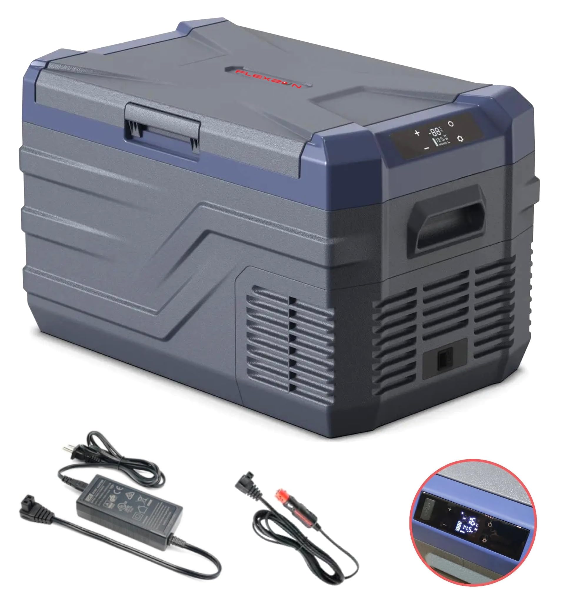 Przenośna lodówka elektryczna 30 l, 12 V, 24 V, 220 V, składany aluminiowy uchwyt do lodówki ze sprężarką do samochodu kempingowego