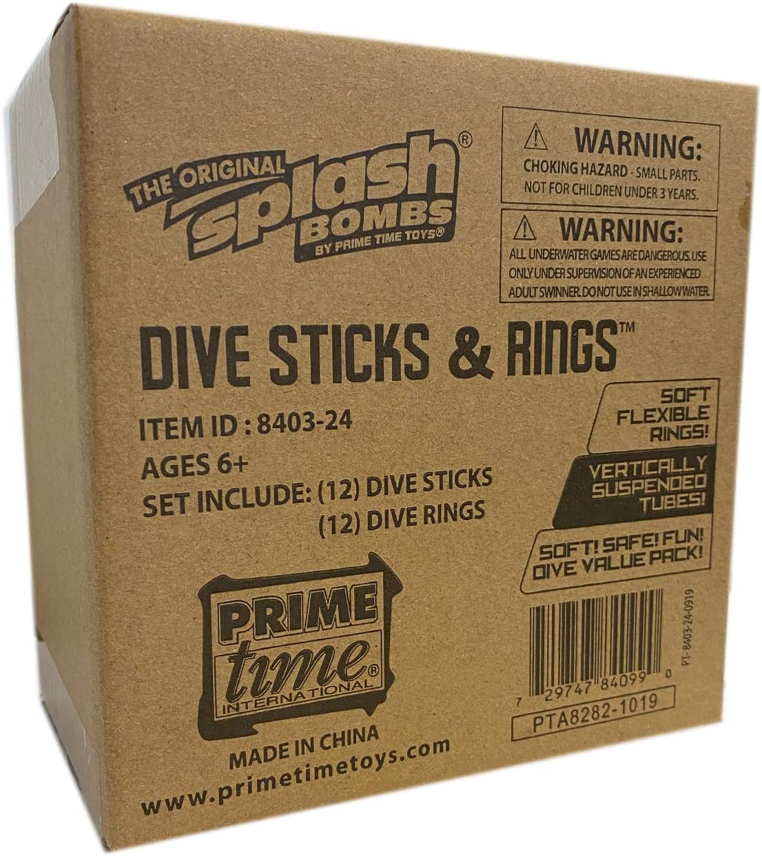 Prime Time Splash Bombs® 12 Dizzy Dive Sticks and 12 Dive Rings - 24 Piece Dive Set Toys