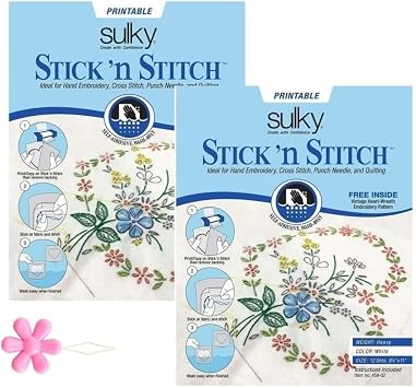 Stick N Stitch Water Soluble Stabilizer for Embroidery Twelve Sheets of 8-1/2 x 11 Pack of 2- Garizze Embroidery Paper- Embroidery Patterns Transfers- Wash Away Stabilizer for Embroidery in GARIZZE
