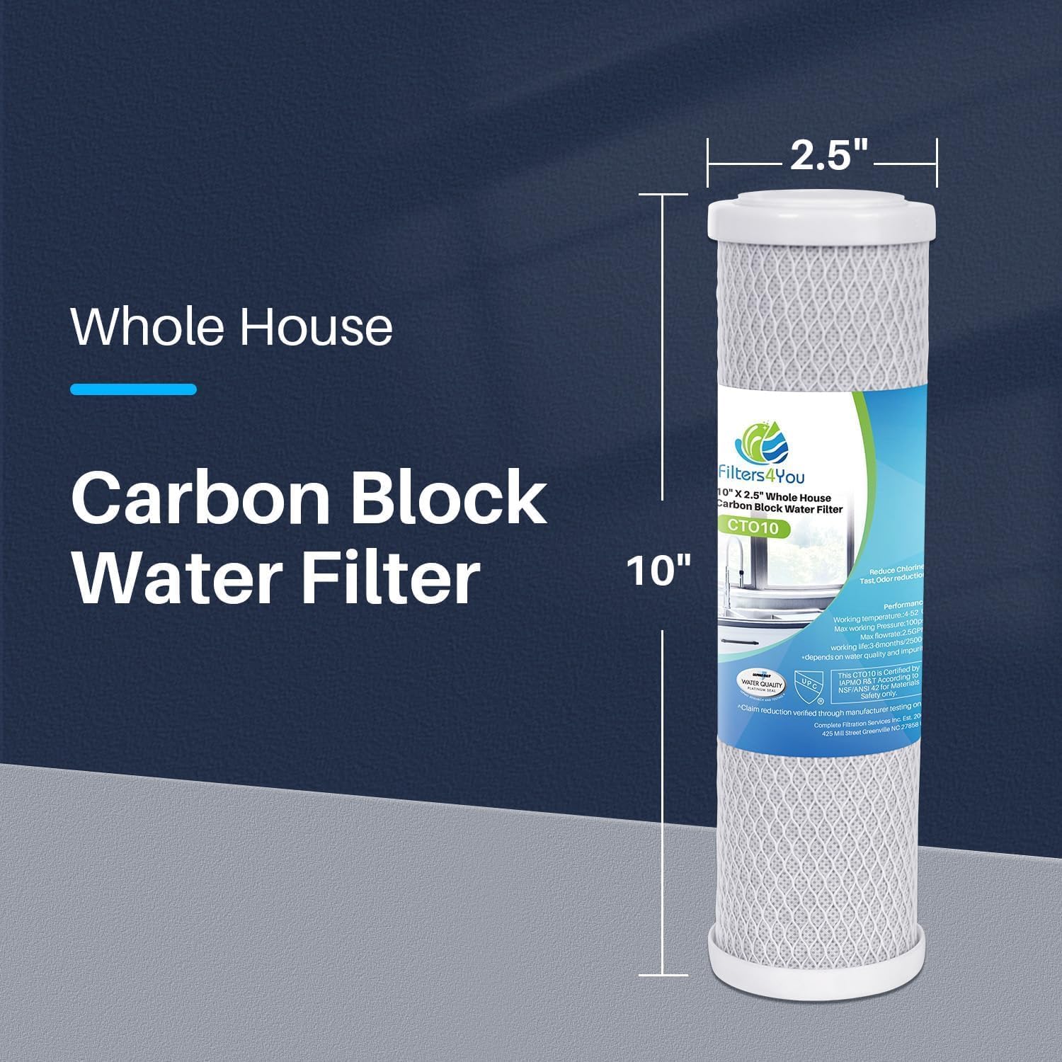 CFS – 32 Pack Carbon Block Water Filter Cartridge Compatible with Flow-Pur 8, WCBCS-975-RV Models – Removes Bad Taste and Odor – Whole House Replacement Filter Cartridge – 10“ x 2.5”
