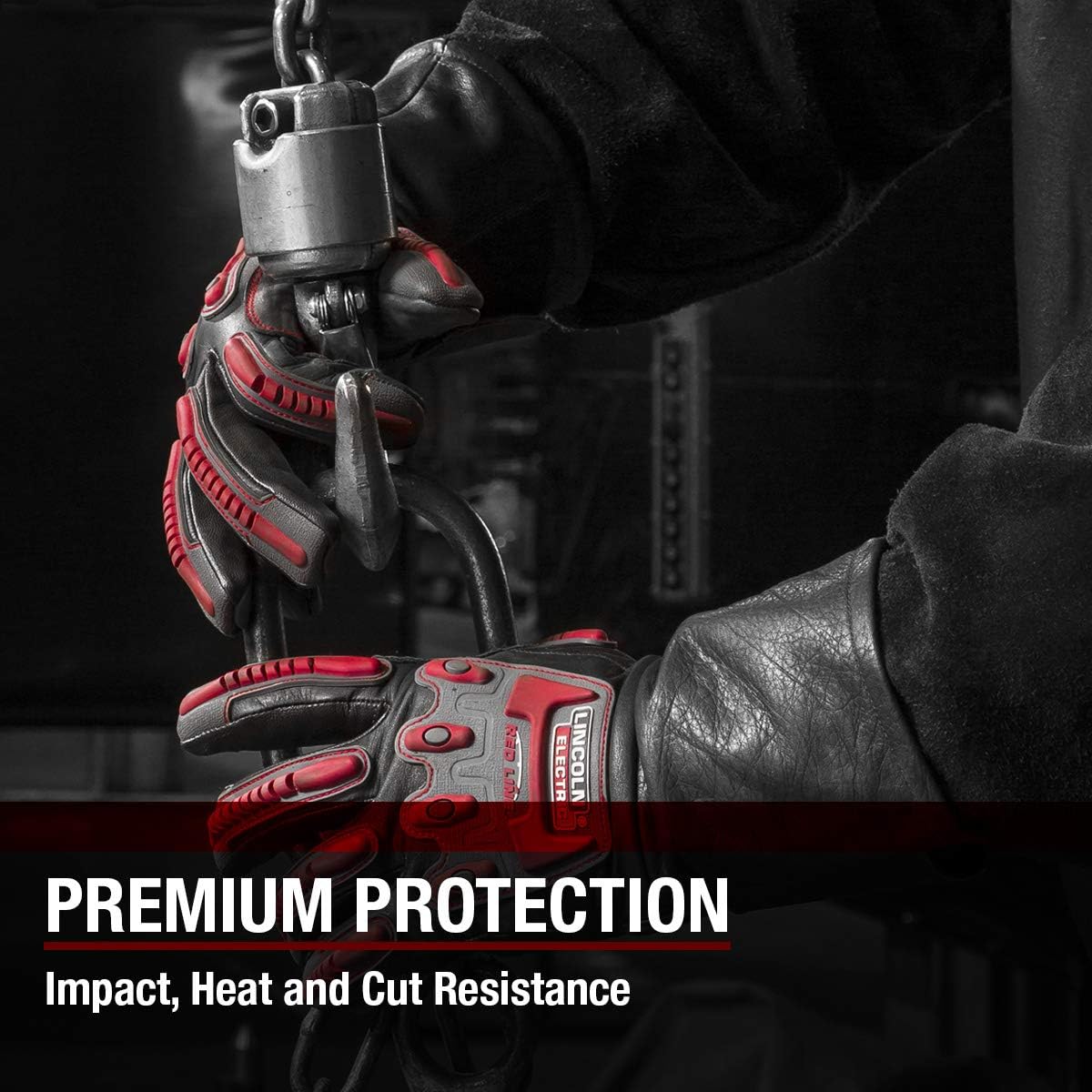 Lincoln Electric Roll Cage Welding/Rigging Gloves | Impact Resistant | Black Grain Leather |, Medium (K3109-M)