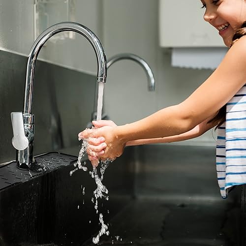 Miniatura 8 de Dr.KYS - 2 protectores de silicona para fregadero de grifo, bandeja colectora de goteo con mango de 14.6 x 5.5 pulgadas, patrón de drenaje especial