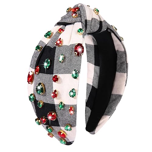 Vista 249 de Diadema de Navidad para mujer, accesorios de Navidad con cuentas, arco de Navidad, copo de nieve, diadema anudada HOHOHO, rojo y verde, perla