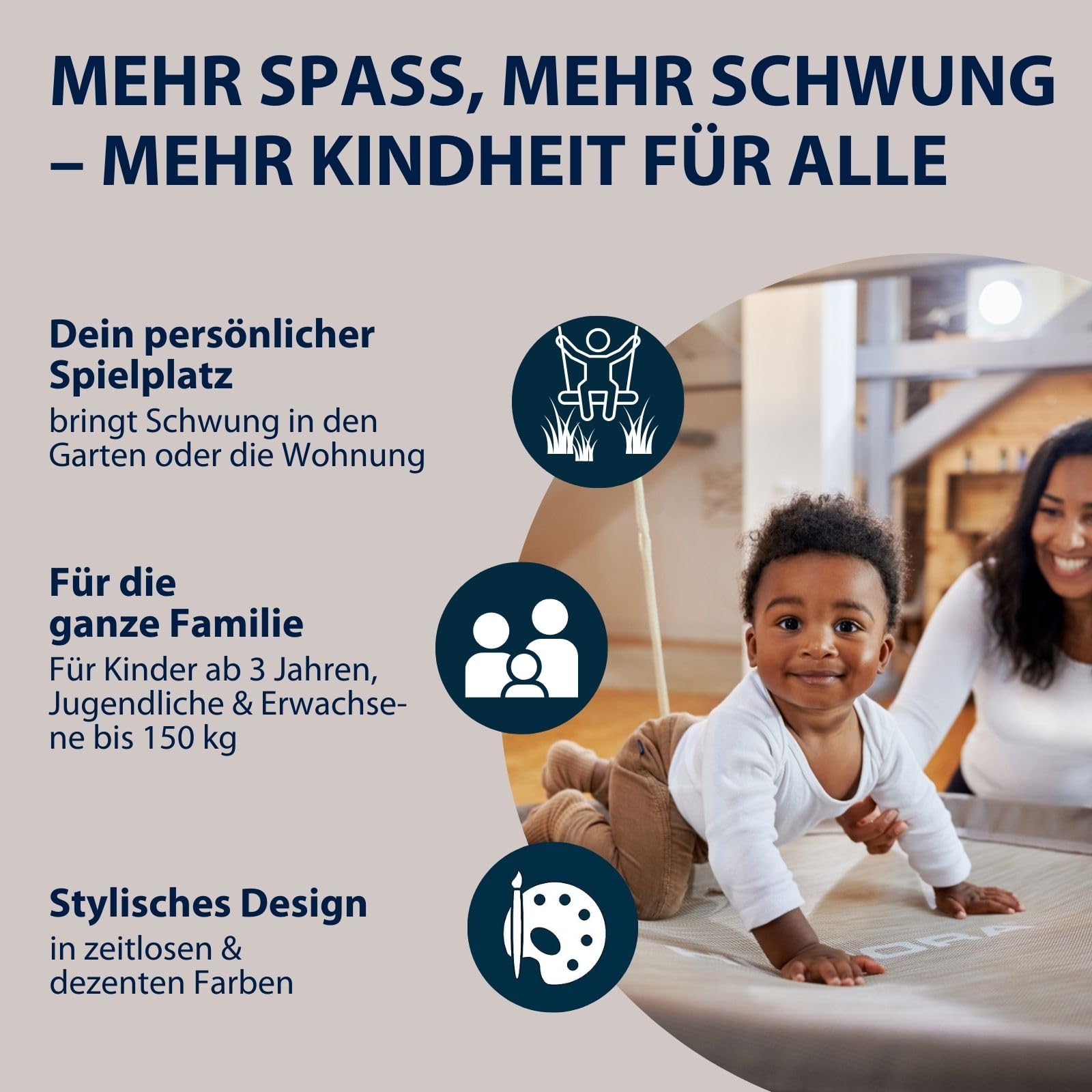 HUDORA Nestschaukel Lounge 90cm 150kg Höhenverstellbare Hängeschaukel geschlossener Sitzfläche