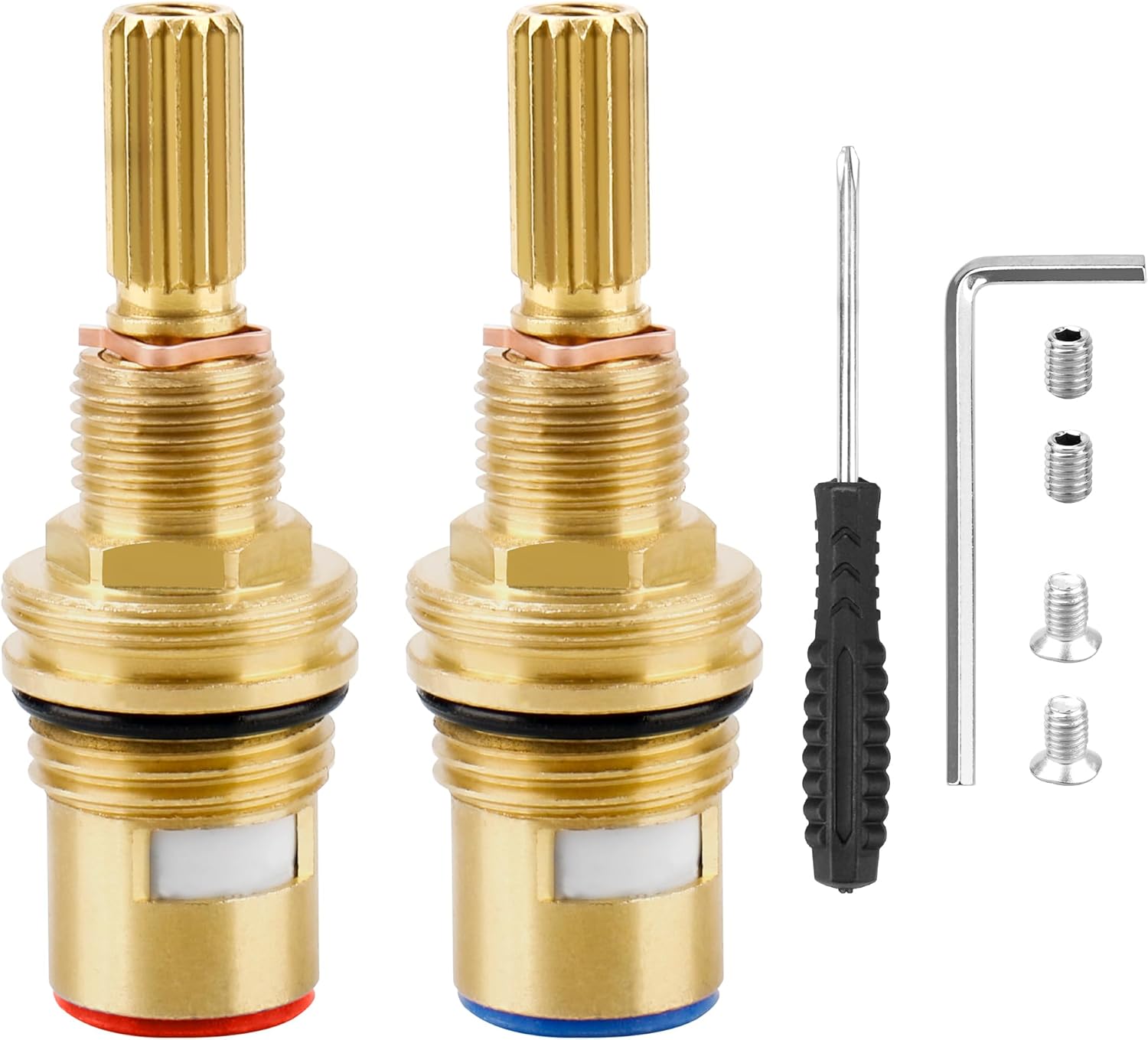 Faucet Cartridge Replacement 1-001 & 1-002 Ceramic Cartridges, Brass 1-001 & 1-002 Cartridges Compatible with Hot/Cold Widespread Cartridge - Bathroom Faucet Replacement Parts