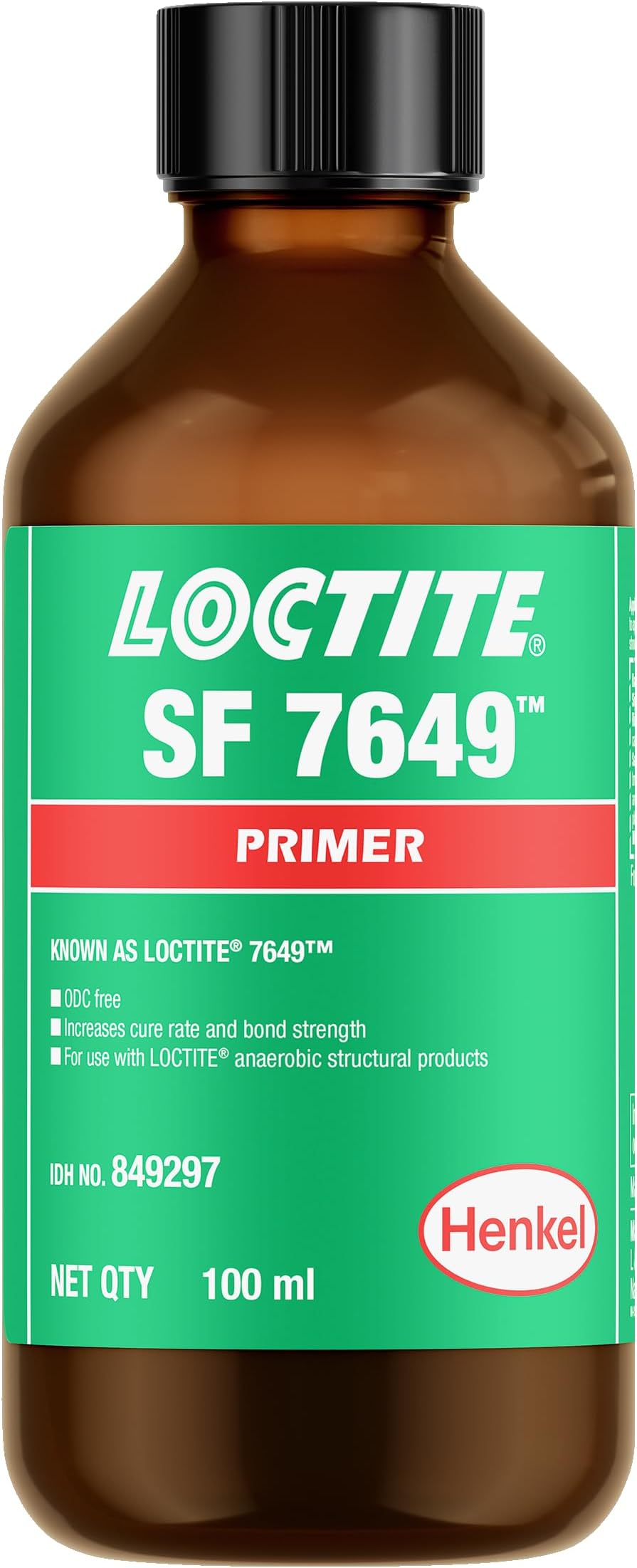 - Loctite SF 7649 Primer-100ml | Ideal for passive metals or inert surfaces and with large bond gap | Excellent performance in low temperatures (< 15°C) | Increases cure speed | NSF certified