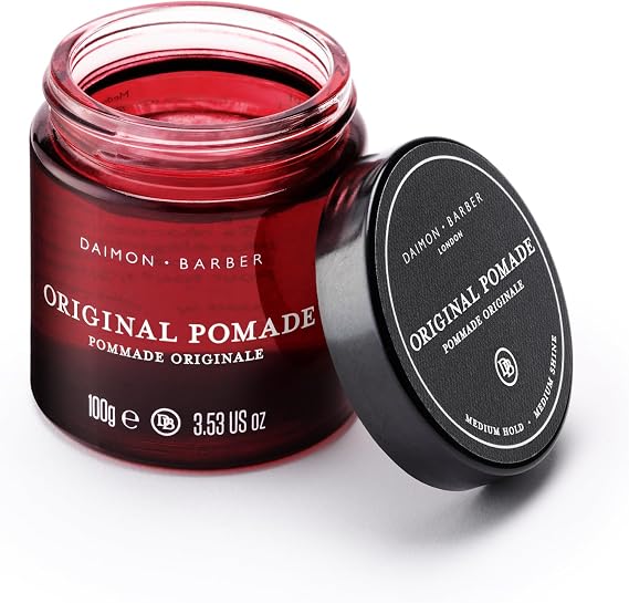 Daimon Barber Original Pomade Water Based Medium Hold 100g | Medium Shine and Medium Hold Pomade for Slick Backs, Pomps and Natural Styles. Leaves Hair Feeling Silky and Soft.