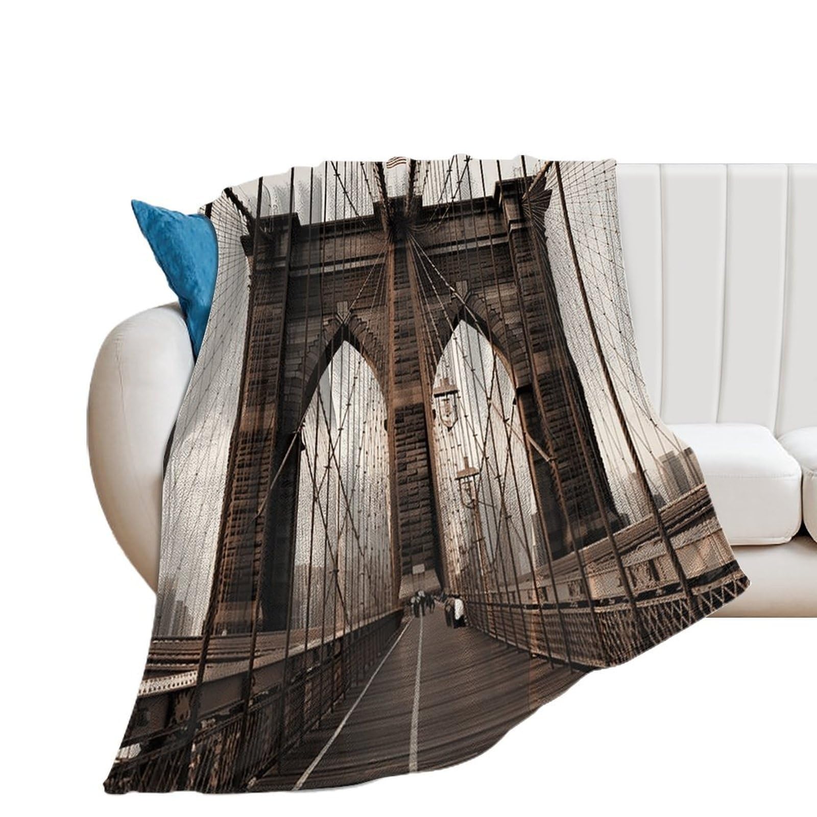 Couverture douce et confortable pour femme plaid décoratif chaud pont de Brooklyn toutes saisons