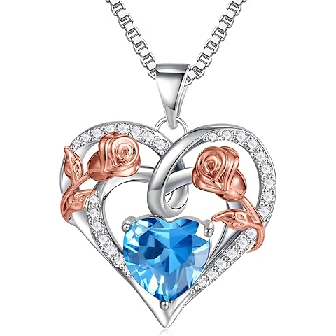 JKK Christmas Gifts Necklace for Women - S925 Sterling Silver 12 Month Birthstone Necklaces Mothers Day Birthday Christmas Gifts for Women Wife Mom Her