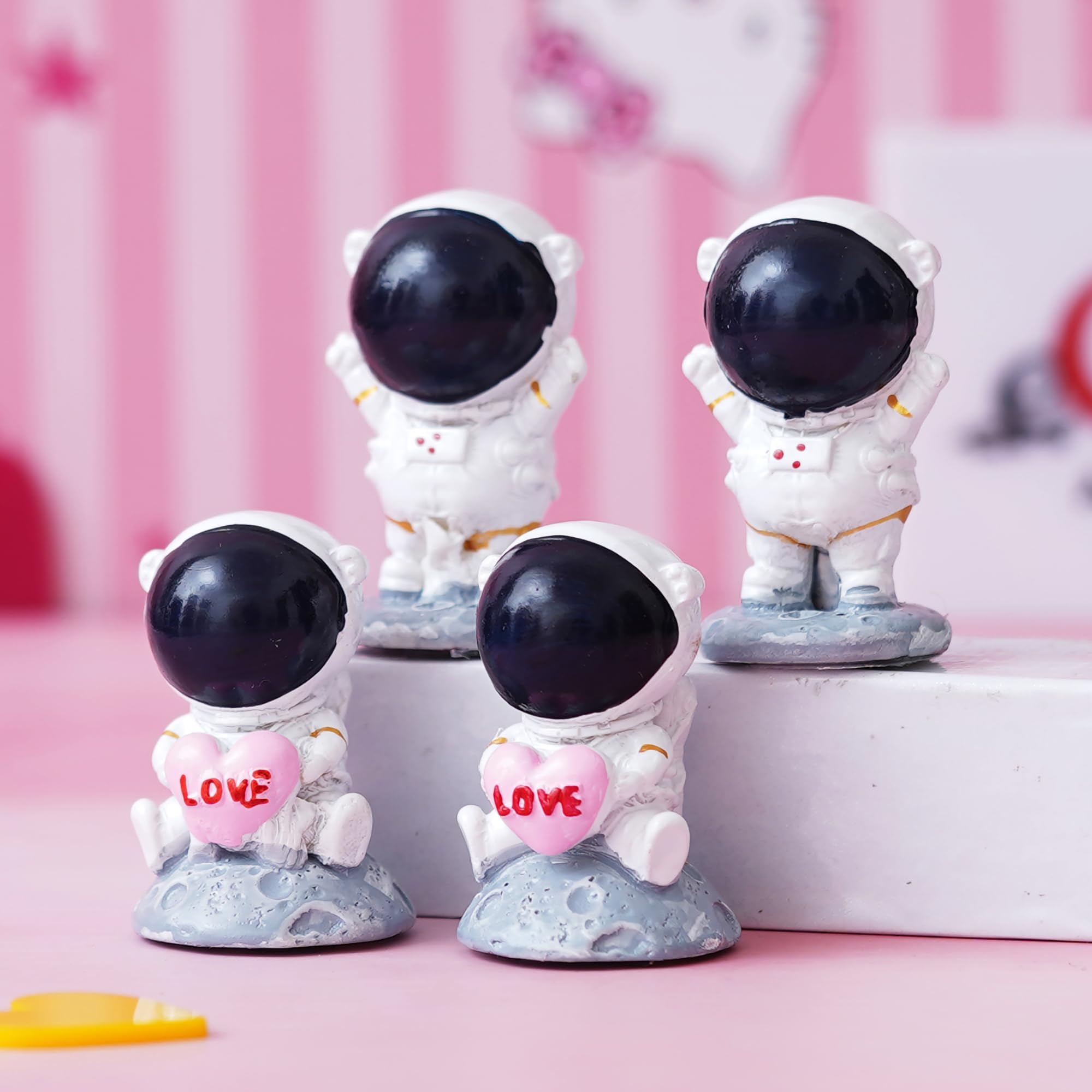 Sponsored Ad - eCraftIndia Valentine Gift for Girlfriend Boyfriend Set of 4 Astronaut Statues Spaceman Figurines Holding Love Heart Decorative Showpieces Valentine Day Gift for Husband Wife|Valentine Decoration Item