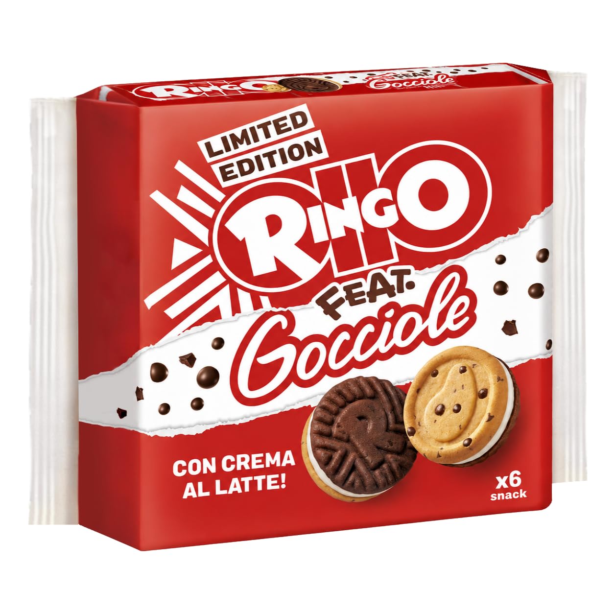 4X Ringo feat. Gocciole Biscotti con Gocce di Cioccolato e Crema al Latte, Limited Edition, 165g