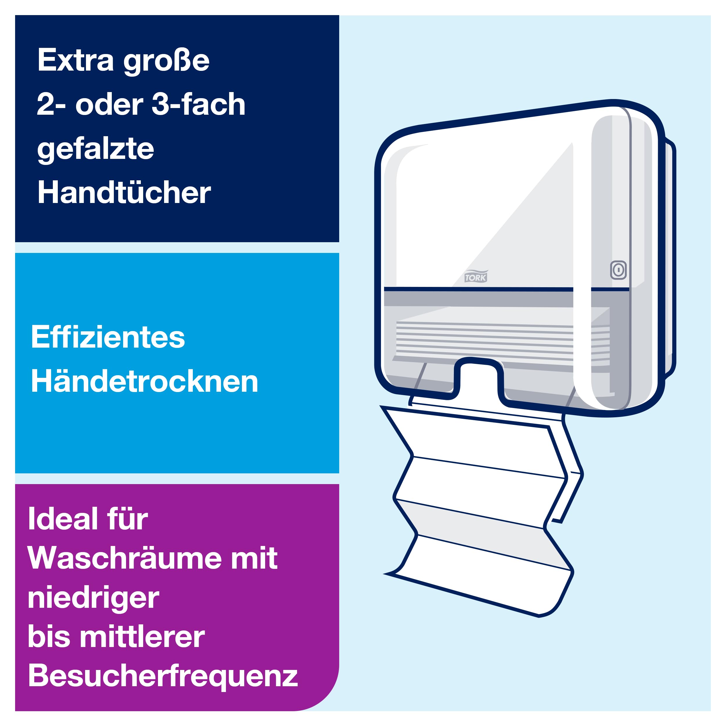 Tork Xpress Mini Spender für Multifold-Handtücher Weiß H2, Einzeltuchentnahme, Elevation Design, 552100