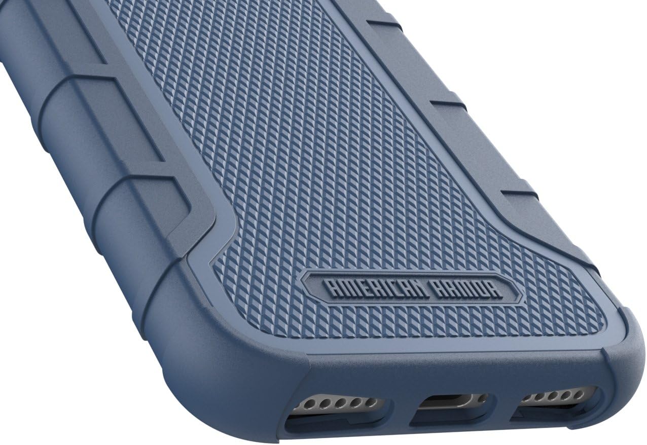 Encased Rugged Case Designed for iPhone SE 2020 / iPhone 8 (American Armor Series) Full Body Cover with Built-in Screen Protector (Blue)