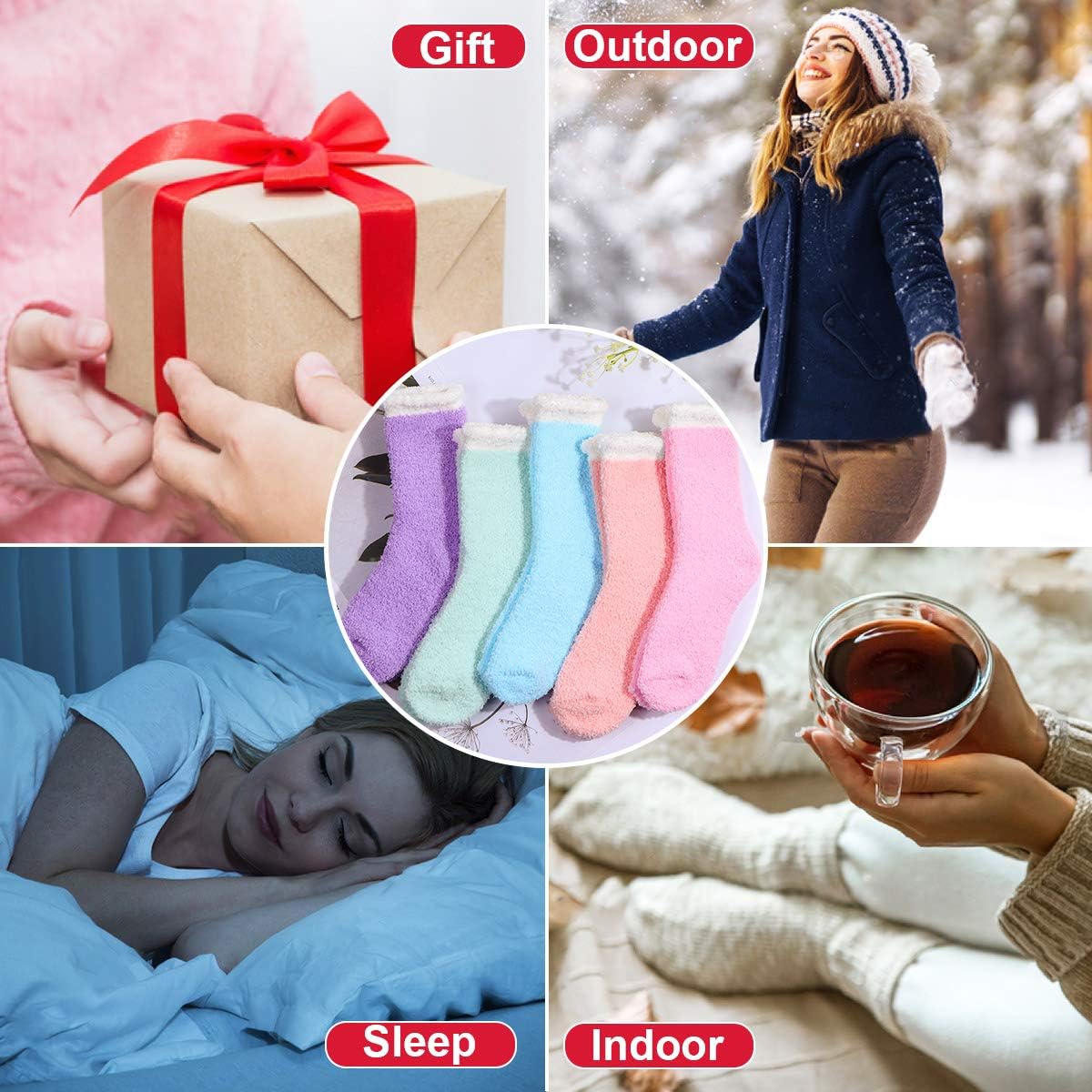 Fuzzy Socks for Women Girls,Cozy Gifts for Birthday Christmas,Soft Fluffy Warm Socks for Winter - Image 6