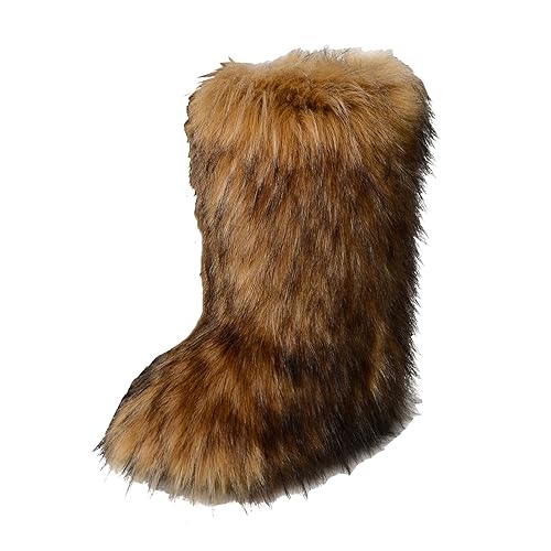 Women's Faux fur Boot Furry Fluffy Short Snow Boot Mid-Calf