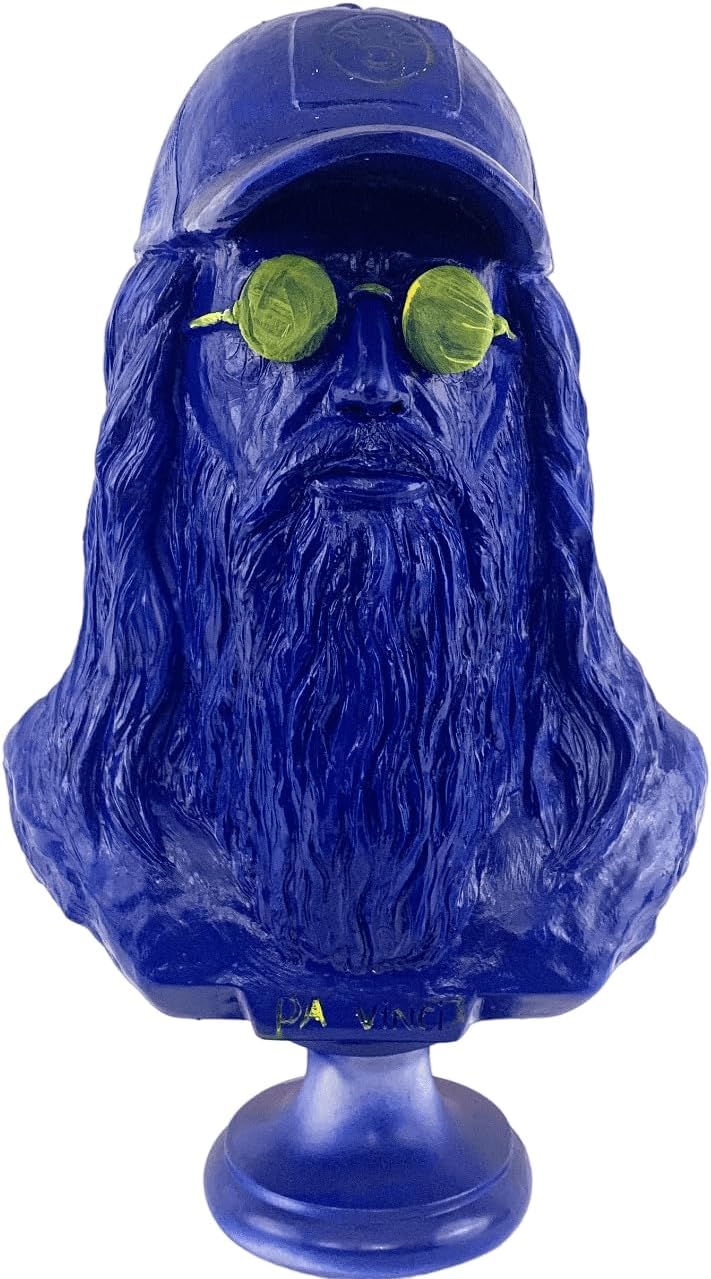 Modern Da Vinci Bust Statue with Cap and Glasses, Da Vinci Bust Statue, Da Vinci Bust, Polyester Da Vinci Head, Da Vinci Sculpture (Object-13)